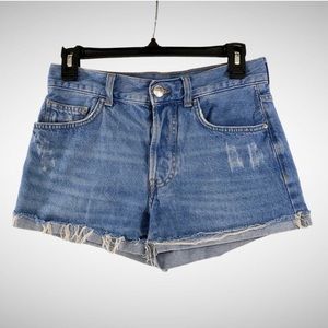 Forever 21 Lightly Distressed Blue Button-fly Denim Shorts Size 24!